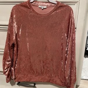 Womens pink velvet top with detailed sleeves